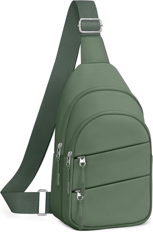 Crossbody Bags for Women, Sling Bag for Men, Small Hiking Backpack Anti Theft Lightweight for Outdoors Travel （M, Sage Green）