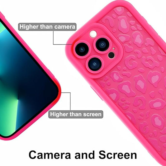 KANGHAR Case for iPhone 13 Pro Leopard Printed Pattern Cute Cheetah Phone Case Soft TPU Shockproof Protective Cover for iPhone 13 Pro 6.1 Inch Hot Pink