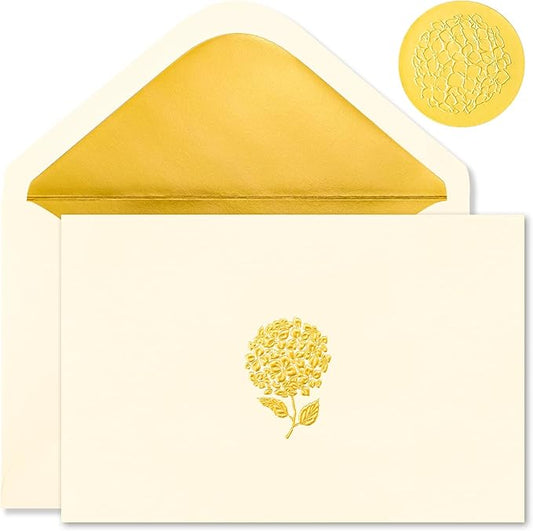 Crisky 50 Pack Blank Cards and Envelopes 4x6, Embossed Gold Foil Hydrangeas Blank Greeting Cards Bulk for Wedding, Bridal Shower, Baby Shower, Birthday Party Decoration Favors
