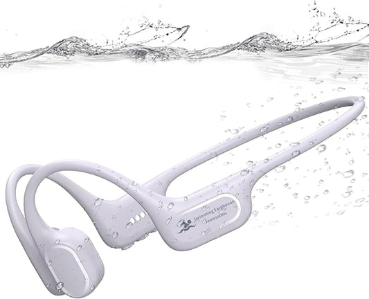 Bone Conduction Swimming Headphones, IP68 Waterproof Earbuds with 32GB MP3, Bluetooth 5.4 Open Ear Sport Earphones, Underwater Headphones for Swimming, Running, Cycling, Marathon-SurfAudio(violet)
