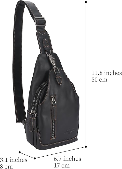 Genuine Leather Sling Bag for Men and Women Chest Pack Purse Crossbody Shoulder Bag Sling Backpack