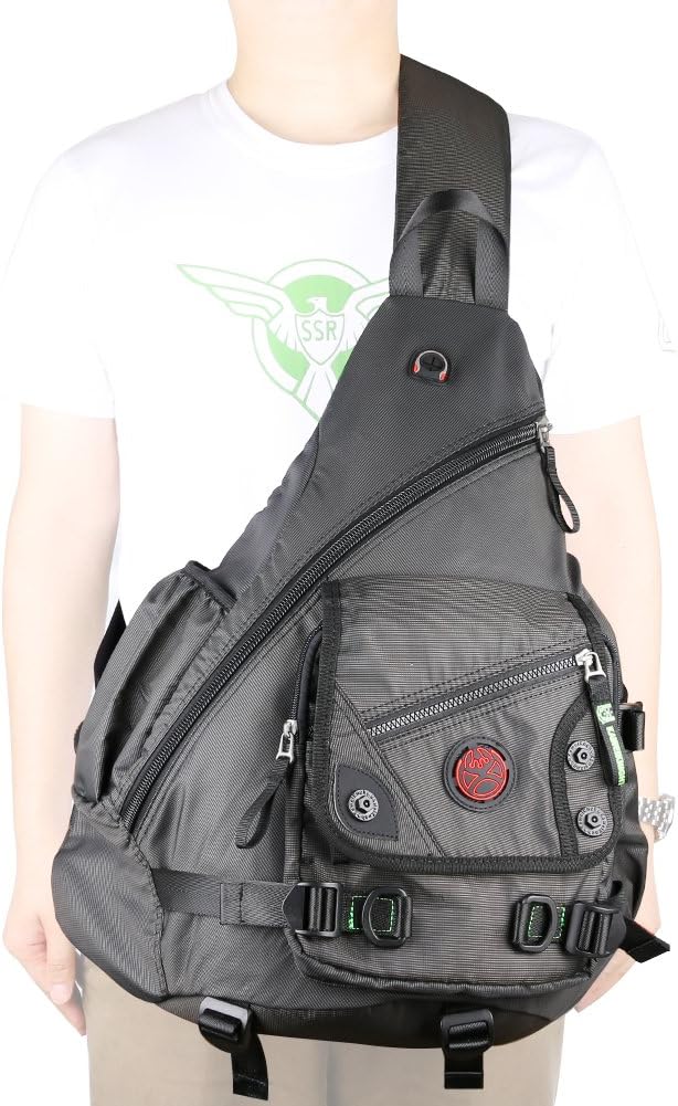 Large Sling Bag Laptop Backpack Cross Body Messenger Bag Shoulder Travel Rucksack (A-Black)