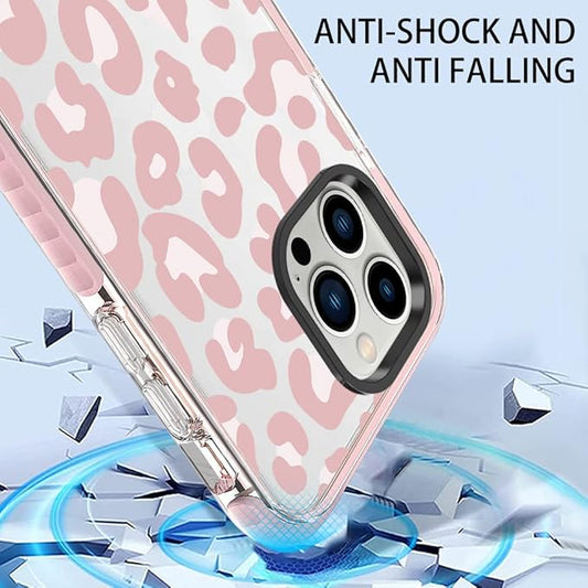 ZIYE Clear Case for iPhone 13 Pro Max Clear Case, Pink Leopard Design, Shockproof Soft TPU Bumper, Protective Cover for Women Girl