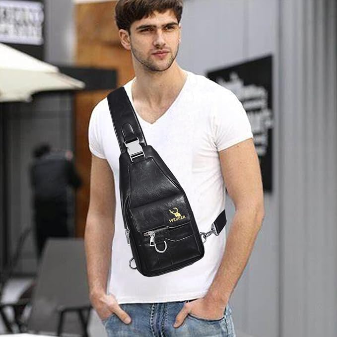 Sling Bag for Men Crossbody Chest Bag Over the Shoulder Purse Casual Sling Backpack for Travel Hiking Cycling