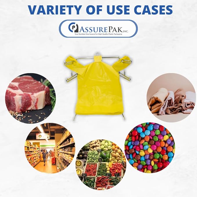 1000 Bags - Colored Unprinted HDPE T-Shirt Bags - 1/6 BBL 11.5"X6"X21" - 13 microns - Yellow - Perfect for Groceries, Shopping, Boutique Bags and Retail Stores LOOP-YELLOW