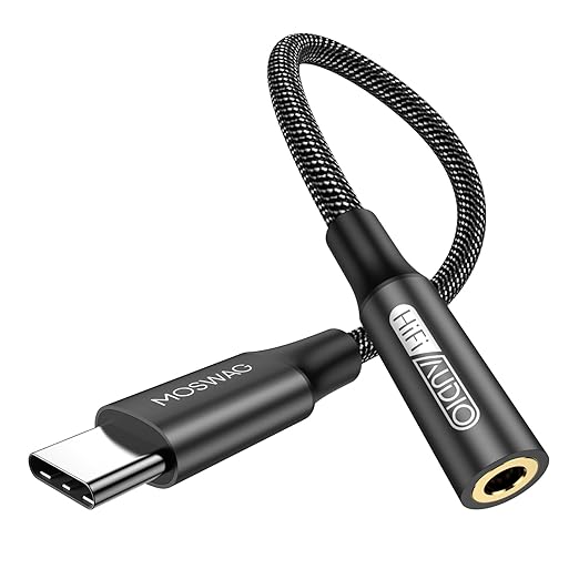MOSWAG USB Type C to 3.5mm Headphone Jack Adapter, Audio Adapter USB C to Aux Dongle Cable Cord for iPhone 15 Plus/15 Pro Max Samsung Galaxy S23 S22 Ultra S20+ Note 20 10,Pixel 7 6 5 4 and More