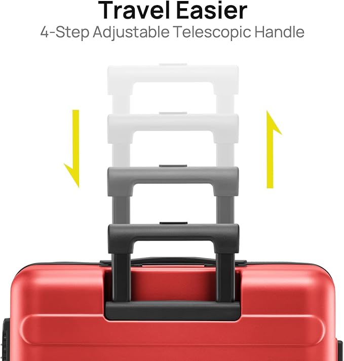 NINETYGO Carry On Luggage 22x14x9 Airline Approved, 20 Inch Luggage with Smooth Spinner Wheels, Lightweight, Hard Shell PC Suitcase Carry-On, Travel Luggage, TSA Approved (Raspberry, Rhine Basic)