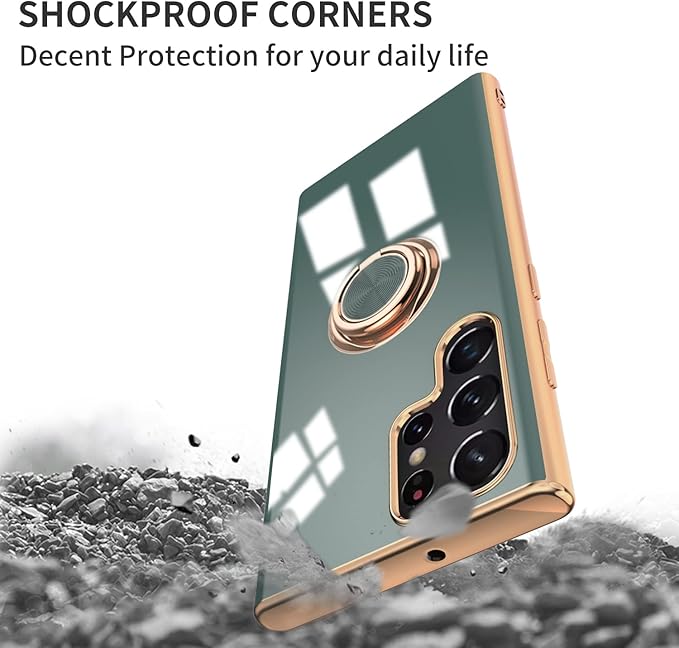 Tnarru Compatible for Samsung Galaxy S22 Ultra Case with Ring Holder Kickstand [with Magnetic] Soft TPU Shockproof Electroplated Protective Phone Case for Galaxy S22 Ultra 5G Grey