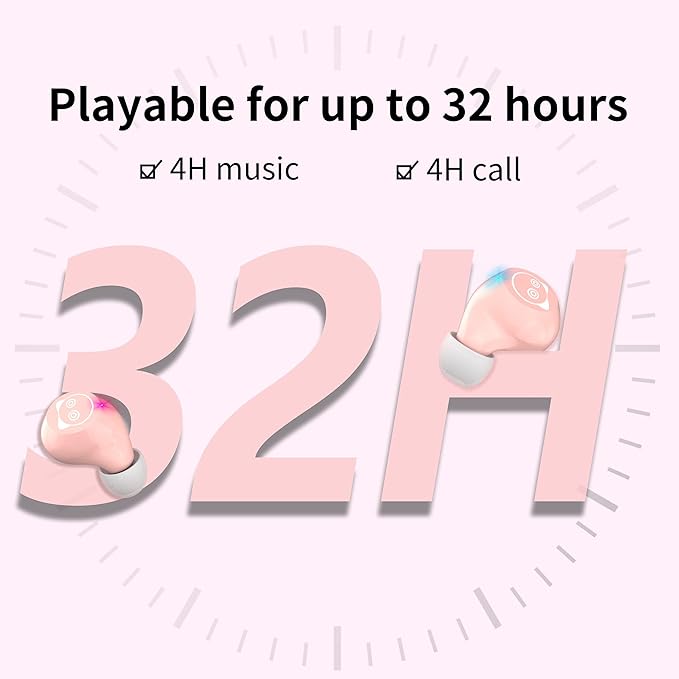 Pink Wireless Earbuds for Girls,Bluetooth Earbuds Hi-Fi Stereo Noise cancellation Earphones 36H Playtime Bluetooth 5.1 Headphones Touch Control Waterproof Headset with Charging Case Microphone Pink.