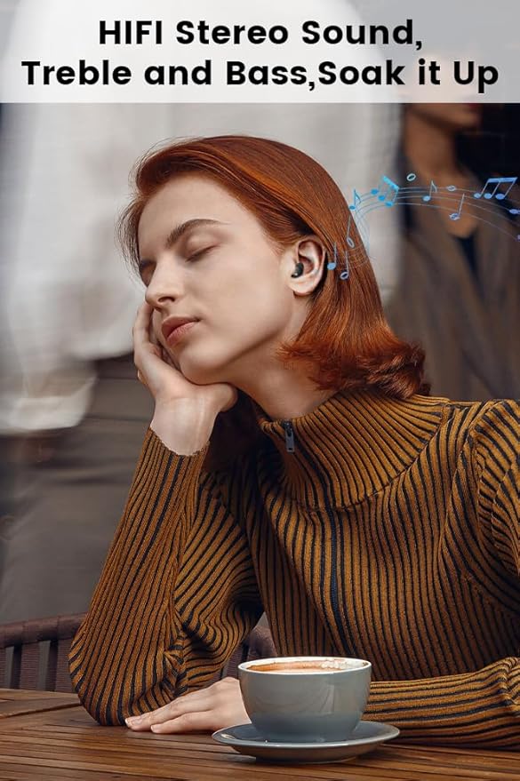 Sleep Earbuds for Side Sleepers Wireless Bluetooth Headphones Mini Invisible Earplugs Small Design Comfortable in-Ear Ear Buds Noise Blocking for Sleeping Working Hiking-Black