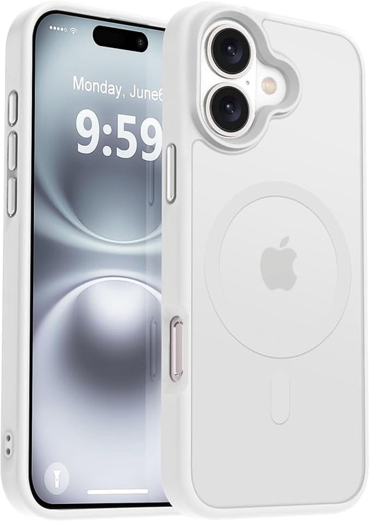 MOCCA Strong Magnetic for iPhone 16 Case, [Compatible with Magsafe][16FT Mil-Grade Drop Protection] Slim Thin Translucent Matte Protective Cover Case for iPhone 16 Phone Case 6.1", Frosted White