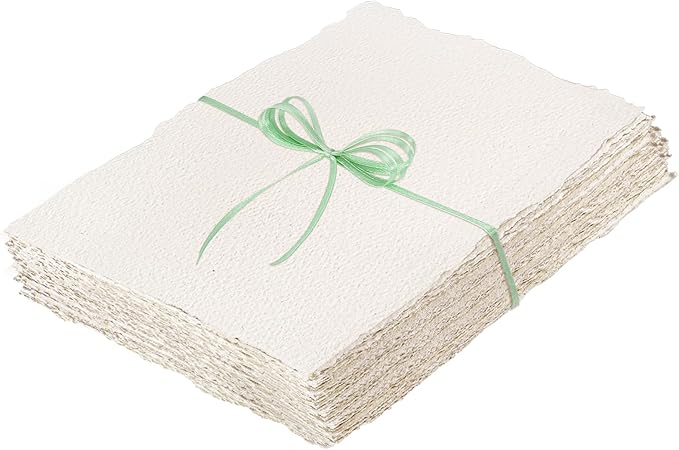 50 Sheets Watercolor Paper 8.5 x 11inch, 160 GSM Deckled Edge Paper Rough/Textured Handmade Paper for Wedding Invitations, Cards, Crafts