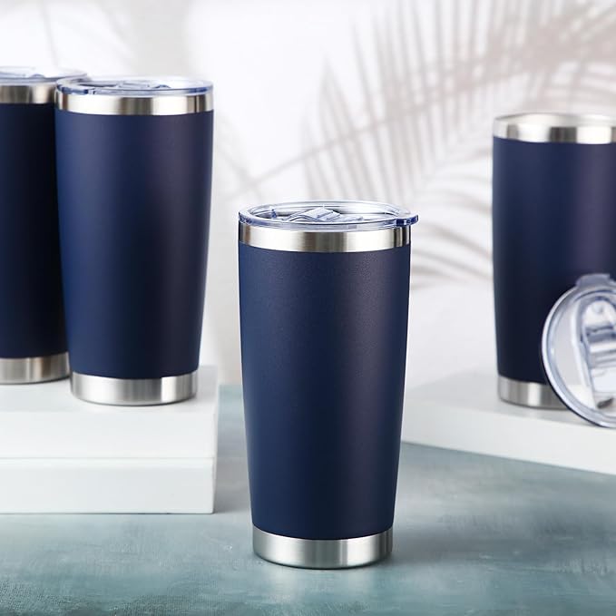 Sieral 36 Packs Stainless Steel Tumbler Bulk with Lid Vacuum Double Wall Insulated Travel Coffee Mug Powder Coated Tumbler Cup for Graduation Wedding Christmas Birthday Party(Navy Blue, 16 oz)