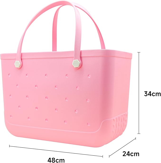 X-Large Waterproof Sandproof Rubber Beach Tote Bag with Zipper Pocket and Phone Kickstand Cup