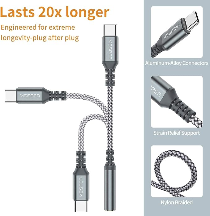 2-Pack USB Type C to 3.5mm Female Adapter,USB C to Aux Audio Dongle Cable Cord Headphone Jack Compatible with iPhone 17/16 Pro Max/15 Pro,Samsung Galaxy S25 S24 S23 S22 Ultra,iPad Pro MacBook