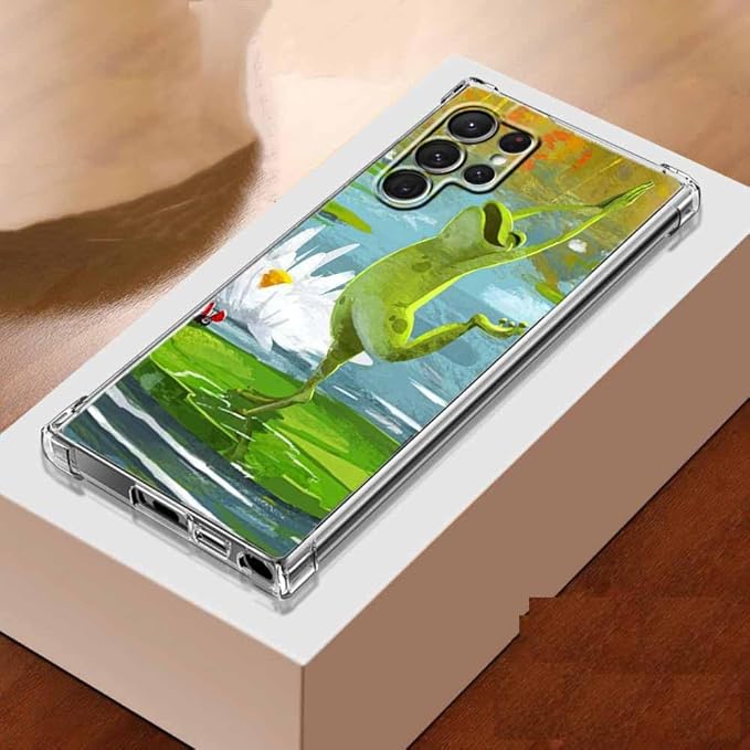 Case for Samsung Galaxy S23 Ultra with Dancing Frog Design,Cute Hippie Animal Pattern,Clear Soft TPU Bumper Phone Cover,6.8"(Frog,S23U)