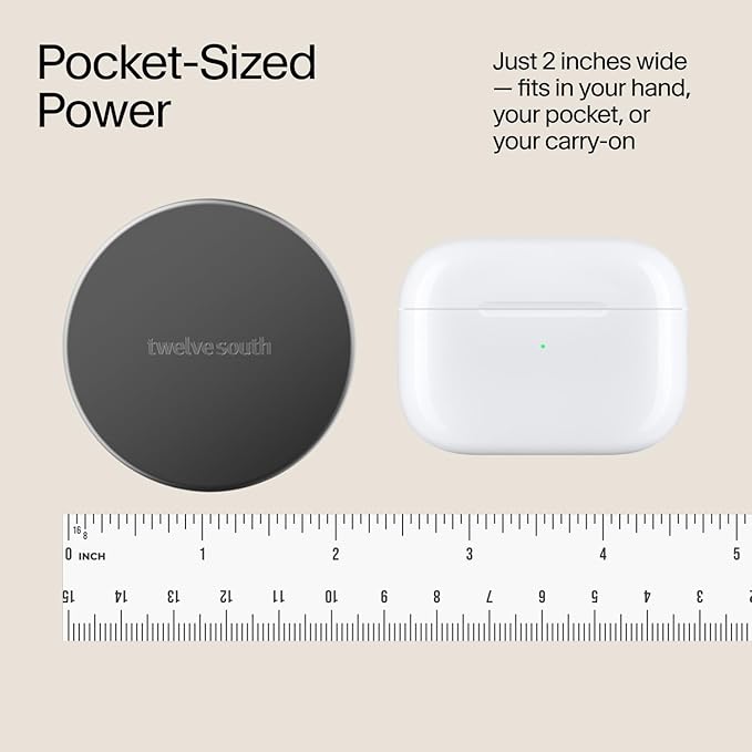 Twelve South PowerBug Qi2 Magnetic Wireless Charger & 35W USB-C Hub, Slate — Works with MagSafe, PixelSnap, and Qi2 Magnetic Phones, Slate