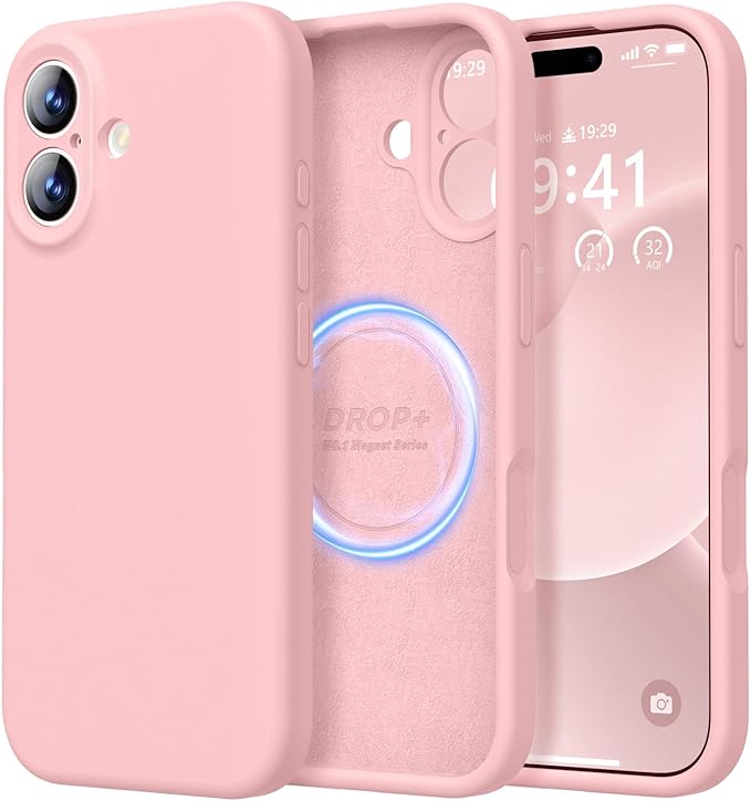 LOVE 3000 Designed for iPhone 17 Case, Premium Silicone [Compatible with Magsafe][Soft Anti-Scratch Microfiber Lining] Shockproof Protective Phone Case for Men Women 6.3", Pink Sand