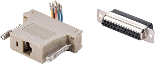 10PCS DB25 Female Ethernet Adapter, 25 Pin Serial Port Female to RJ45 Ethernet LAN Extend Modular Converter, F/F