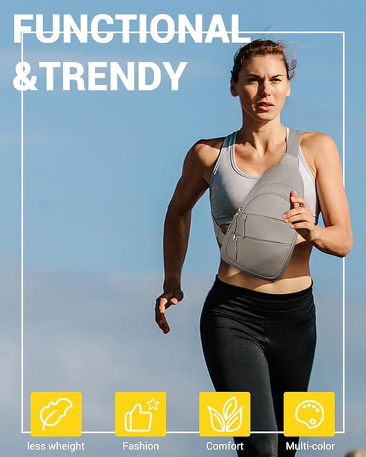 Crossbody Bags for Women, Sling Bag for Men, Small Hiking Backpack Anti Theft Lightweight for Outdoors Travel (M, Khaki)