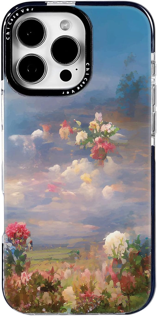 for iPhone 14 Pro Max Case, Impressionist Floral Landscape Pattern, Military-Grade Drop Protection, Cute Soft Slim TPU Protective Cover with Camera Lens Protection for Women & Girls