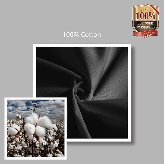 TOPDesign 6-Pack Canvas Tote Bags with an External Pocket, Reusable Grocery Shopping Bags, Top Zipper Closure, Daily Essentials (Black)