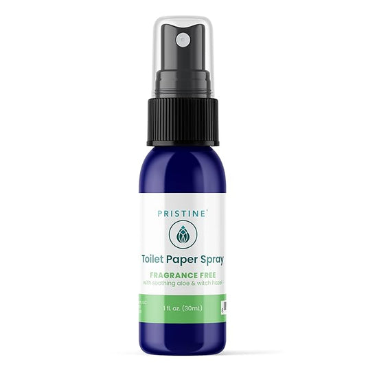 PRISTINE Toilet Paper Spray - As Seen on Shark Tank, More Natural Flushable Wet Wipes Alternative, Spray Toilet Paper to Create Flushable Wipe, Fragrance Free, 1 fl oz Travel Size