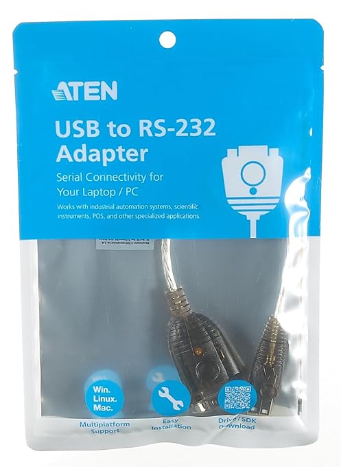 ATEN UC232A USB to Serial Converter USB-A to RS-232 Adapter (35cm) to PDA/Serial (DB9) Port Converter for Laptop PC Modem Printer Network Switch Scanner PLC Controller POS - Windows, Mac, Linux