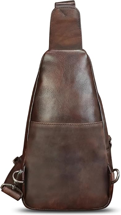 Genuine Leather Sling Bag for Women and Men Vintage Handmade Leather Sling Backpack Fashion Crossbody Bag Chest Purse