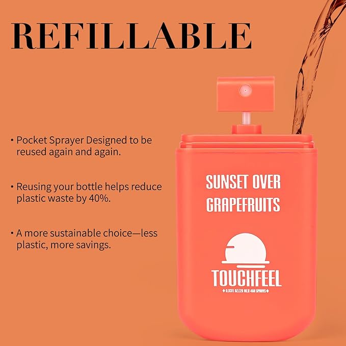 Power Mist Hand Sanitizer Spray, Scented Hydrating Hand Sanitizers Travel Size Refillable, Pocket Portable 1-Pack (Sunset over Grapefruits) 0.93Fl Oz 460-Sprays Each