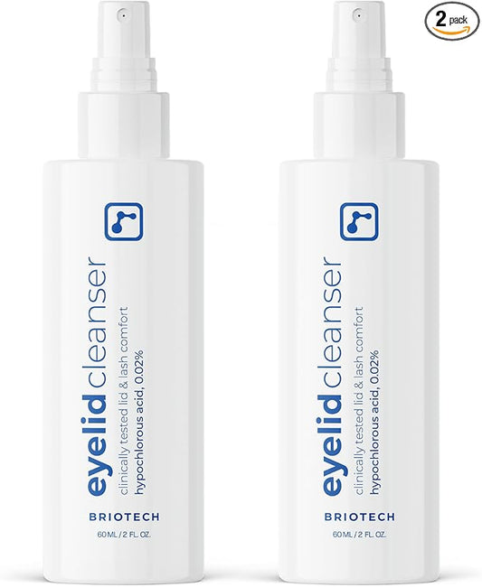 BRIOTECH Eyelid Cleanser, Hypochlorous Acid Spray, Lid & Eyelash Cleanser, Soothe Sensitivities, Calm Redness & Bumps, Support Against Irritation, Vegan, Travel Size 2 Fl oz (2 Pack)