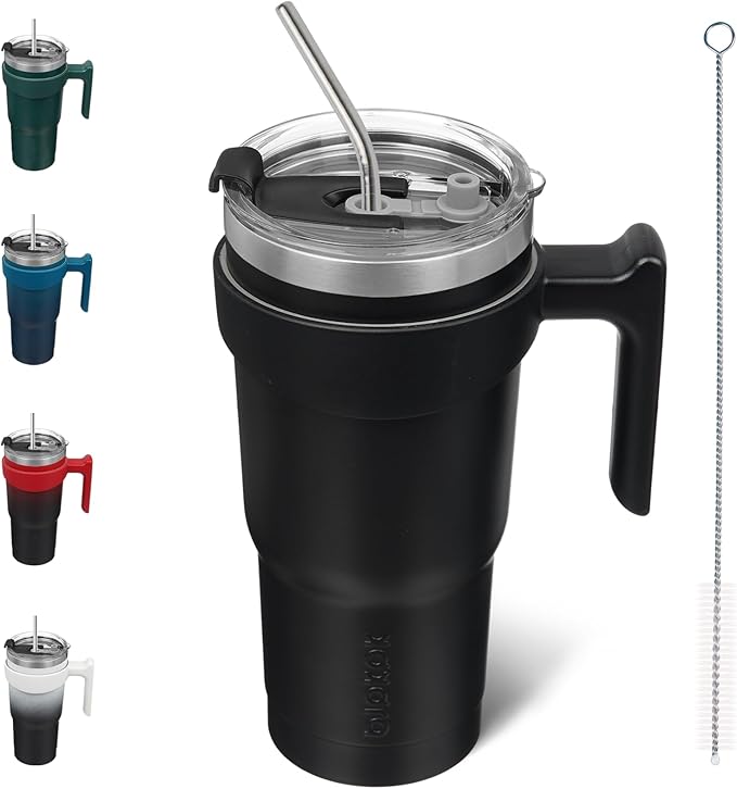 BJPKPK 20oz Tumbler With Handle Stainless Steel Insulated Tumbler Cups With Lid And Straw For Home, Office or Car,Black