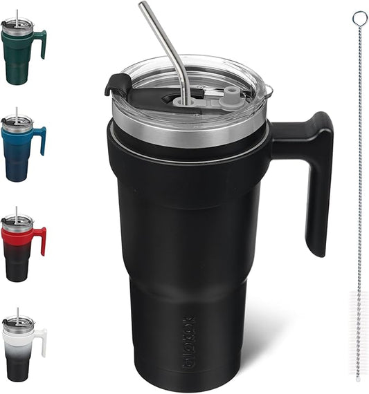 BJPKPK 20oz Tumbler With Handle Stainless Steel Insulated Tumbler Cups With Lid And Straw For Home, Office or Car,Black