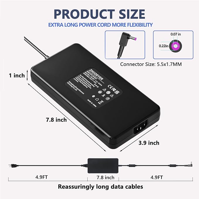 330W Laptop Charger for Acer Predator Helios 16 18 15 Series, PH18-71, PH18-71-94F1, PH18-71-76B3, PH18-71-940Q, Compatible with Acer Predator Triton Gaming Laptop Power Supply Adapter Cord