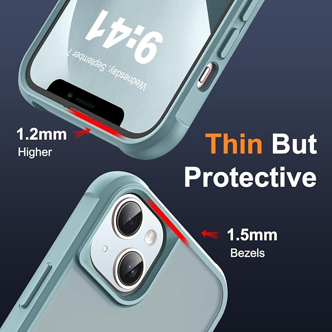 Compatible with iPhone 13 Case & iPhone 14 Case with Invisible Magnetic O-Ring Stand Translucent Phone Cases for 13 & 14 6.1" [Compatible with Mag-Safe][Great Grip Feeling], Blue
