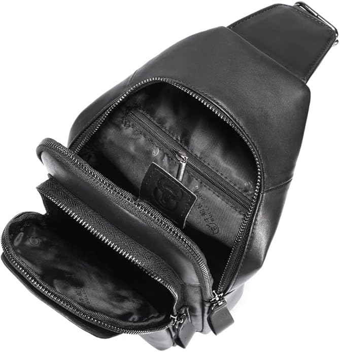 KPYWZER Vintage Leather Sling Bag Backpack for Men Crossbody Shoulder Chest Day Pack Backpacks