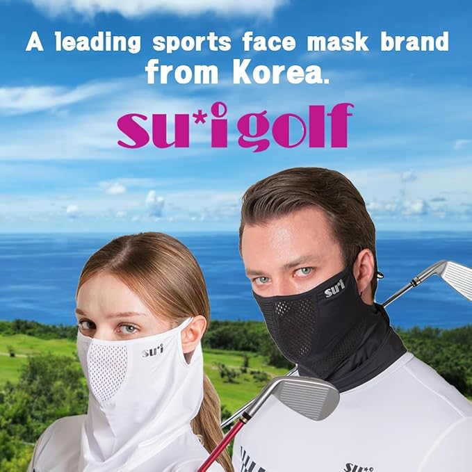 KOREA (Type E) UV Sun Protection Balaclava Half Face Mask - For Golf, Hiking, Running, Cycling & Outdoor Sports