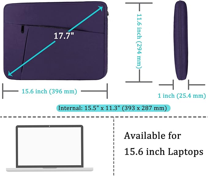 Laptop Case Bag 15.6 inch, Shockproof Protective Computer Carrying Cover with Front Pocket, Briefcase Handbags Laptop Sleeve for 15.6 inch HP, Dell, Acer, Asus, Notebook, Purple