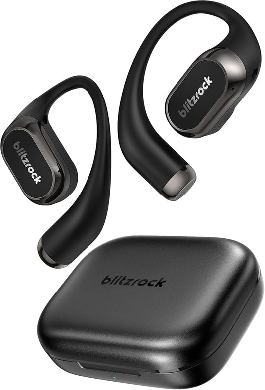 BlitzRock CT3 Pro Open Ear Headphones, Rich Balanced Sound, AI ENC 4 Mics Clear Calls,40H Playtime, IPX5 SweatSafe, Bluetooth 5.4 Wireless Earbuds with Earhooks, App Control