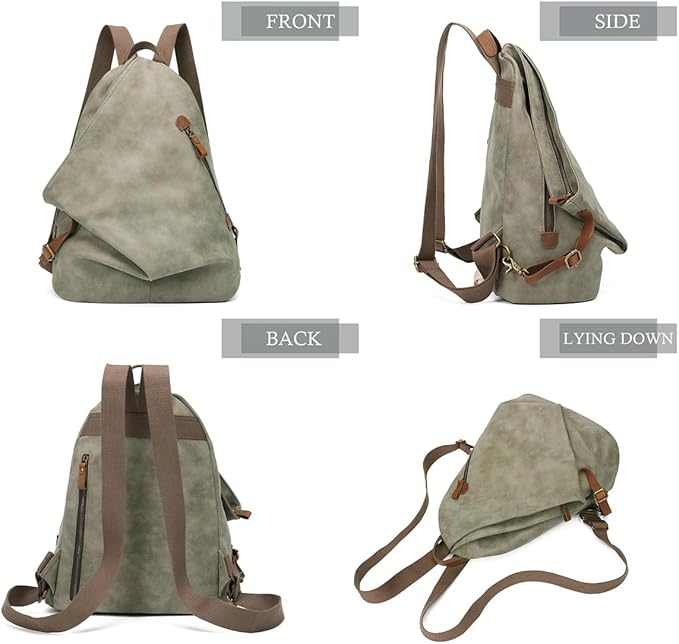 KL928 PU Leather Vintage Backpack – Large Casual Daypack Outdoor Travel Rucksack Hiking Backpacks for Men Women