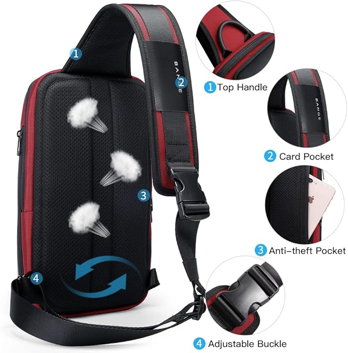 BANGE Sling Bag, Waterproof Men's Chest Bag Shoulder bags Crossbody Sling Backpack for Men……