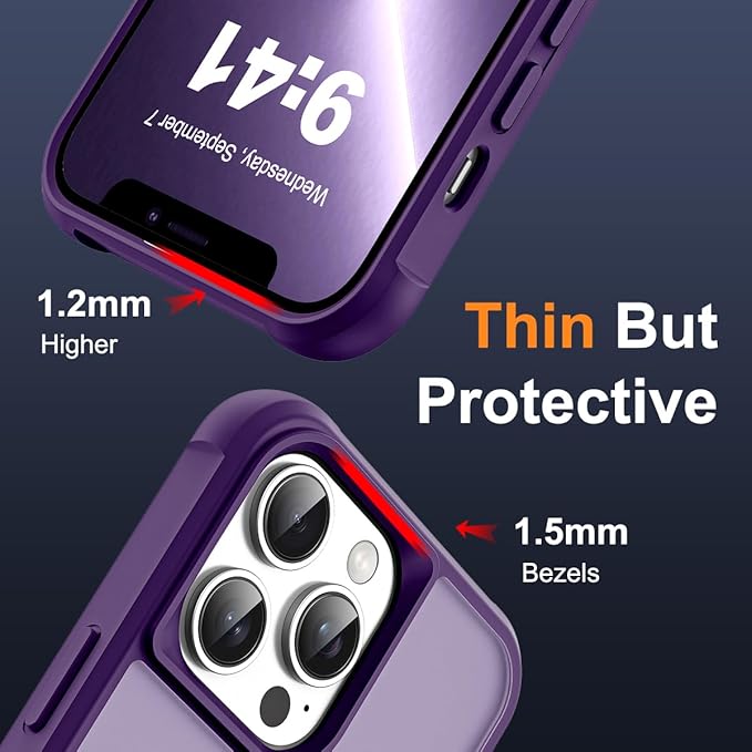 Compatible with iPhone 13 Pro Case with Invisible Magnetic O-Ring Stand Military-Grade Translucent Case for iPhone 13 Pro 6.1" [Compatible with Mag-Safe][Great Grip Feeling], Purple