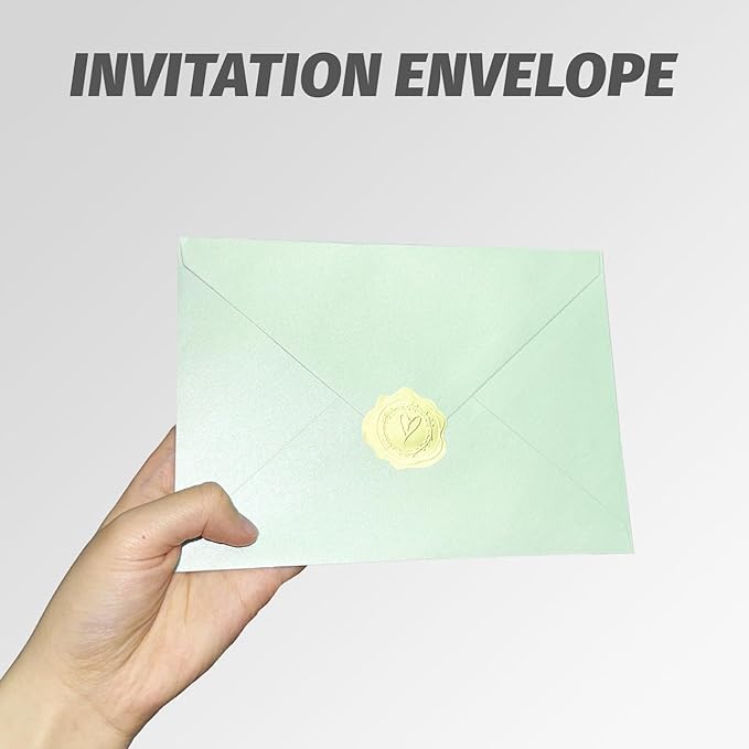 YINUOYOUJIA 50 PCS Pearl Mint Green Envelopes A7,5 x 7 Mint Green Shimmer Envelopes for Invitation,Perfect for Wedding Invitation Cards,Birthday RSVP Invite,5.25 x 7.25 inches
