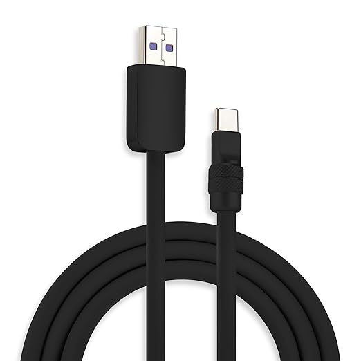 chubbycable Chubby 2.0 Fast Charging Cable Durable Soft Silicone USB C Cable 120W Extra Thick Charger Cord Compatible with iPhone 16/15 Series iPad, Black+Black, USB-A to Type-C, 16.4 FT