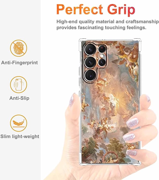 Case for Samsung Galaxy S23 Ultra with Renaissance Art Design,Cute Angel God Greek Mythology Painting,Clear Soft TPU Bumper Phone Cover,6.8"(Mythology,S23U)