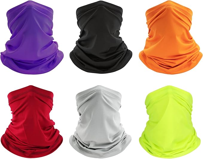 6 Pack Neck Gaiter Bandana Face Mask: Cooling Gator Mask Face Cover Neck Scarf Balaclava