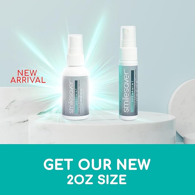 Smilesaver Retainer Cleaner Spray – Invisalign, Mouth Guard, and Denture Cleaner – Quick Oral Care for Aligner & Retainer Hygiene – Natural, Portable & Minty Fresh Oral Care Products (1oz) (Pack of 2)