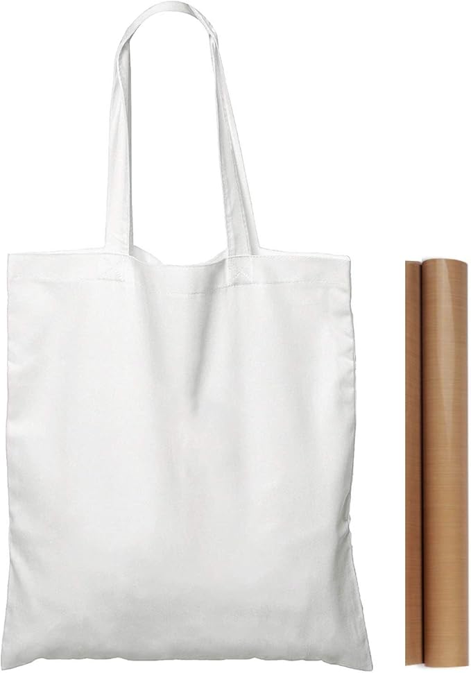 NPBAG 25 Pack 15'' X 16'' White Cotton Tote Bags, Lightweight Blank Bulk Cloth bags with 1pc of PTFE Teflon Sheet