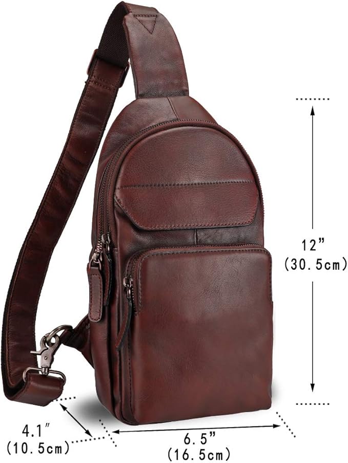 Genuine Leather Sling Bag for Man and Women Crossbody Purse Handmade Retro Shoulder Backpack Vintage Chest Bags