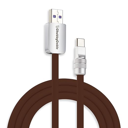 chubbycable Chubby 2.0 Fast Charging Cable Durable Soft Silicone USB C Cable 120W Extra Thick Charger Cord Compatible with iPhone 16/15 Series iPad, Chocolate, USB-A to Type-C, 19.6 FT